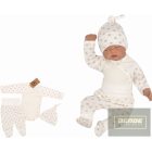 Zyzio&Zuzia 3 részes babakelengye szett:body+nadrág+sapka bézs csillagos