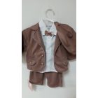 Fiú 5 részes keresztelő ruha /közép barna