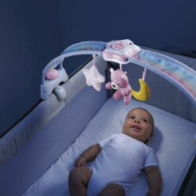   CHICCO Rainbow Sky kiságy játékhíd és éjszakai fény elemes -rózsaszín