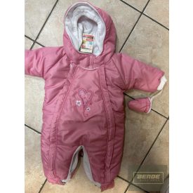   Pirinyó Téli overallá alakítható lány bundazsák/világos  pink- szívecskés