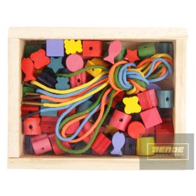 Fa gyöngyfűző készlet dobozban - nagy