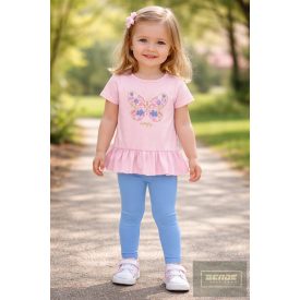   Chipi&Chips kislány fodros aljú rövid ujjú felső , rózsaszín 2026 tavasz