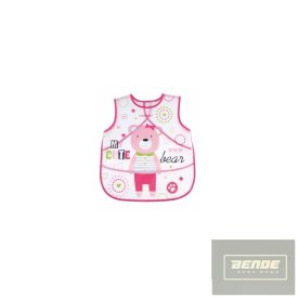   Canpol babies Puha vízálló előke, kötény zsebbel - PUPPETS rózsaszín