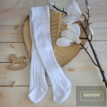 Zyzio&Zuzia Pamut harisnyanadrág jacquard mintával babáknak-fehér