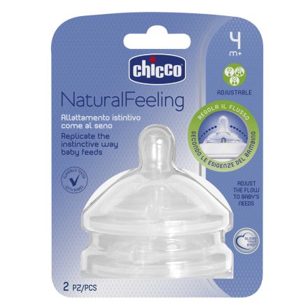 Chicco Natural Feeling etetőcumi 4hó+ (2 db) változtatható folyás  