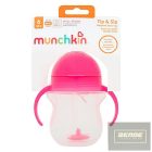 Munchkin itatópohár szívószálas súlyozott Tip and Sip 207ml 6hó rózsaszín