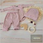 Zyzio&Zuzia 3 részes bordás szett :body+nadrág+sapka-rózsaszín