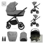 Lorelli Bianca 3az1-ben újszülött babakocsi Lorelli Aria Luxe hordozóval - Grey (2 doboz)