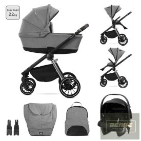   Lorelli Bianca 3az1-ben újszülött babakocsi Lorelli Aria Luxe hordozóval - Grey (2 doboz)