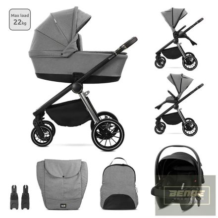 Lorelli Bianca 3az1-ben újszülött babakocsi Lorelli Aria Luxe hordozóval - Grey (2 doboz)