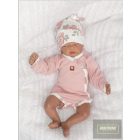 Zyzio&Zuzia 3 részes babakelengye szett:body+nadrág+sapka púder-virágos