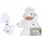 Zyzio&Zuzia -dupla, bordás pamut sapka +csősál szett - fehér