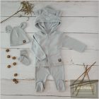 Zyzio&Zuzia 5 részes babakelengye szett:body+nadrág+sapka+kesztyű+kabát -szürke