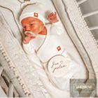 Zyzio&Zuzia 5 részes babakelengye szett:body+nadrág+sapka+kesztyű+kabát -szürke