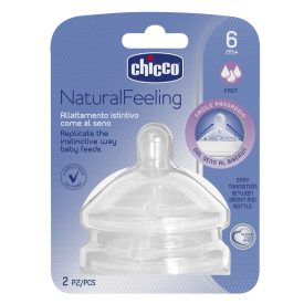   Chicco NaturalFeeling etetőcumi 6hó+ (2 db) gyors folyású  AJÁNLOTT KOR: 6H +