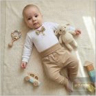 Zyzio&Zuzia 5 részes  keresztelőruha szett ,bodyval , barna