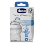 Chicco NaturalFeeling cumisüveg normál folyású ferde cumival - 150 ml normál átfolyás 0-2 hónapos korra kék