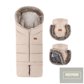   PETITE&MARS Téli szett Arctic 4in1 bundazsák + kézmelegítő kesztyű babakocsira Furry Rose Petal