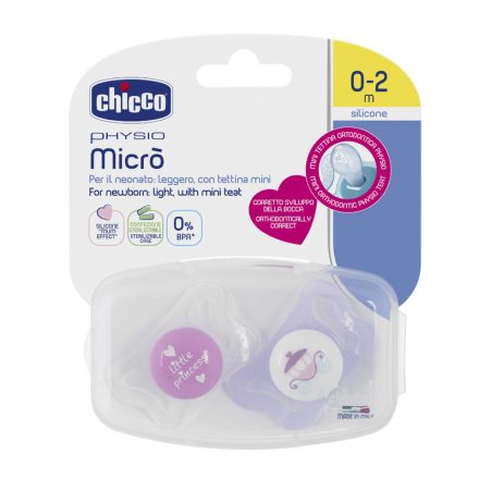 Chicco Physio Micro könnyű újszülött-cumi 0-2 hó (2 db-os)rózsaszín