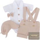 Zyzio&Zuzia kisfiú,4 részes ,muszlin alkalmi nyári szett -bézs