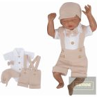 Zyzio&Zuzia kisfiú,4 részes ,muszlin alkalmi nyári szett -bézs