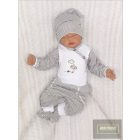 Zyzio&Zuzia 3 részes babakelengye szett:body+nadrág+sapka szürke csíkos Zebra