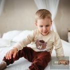EEVI Cool Beary kisfiú hosszú ujjú ,belül bolyhos felső-bézs
