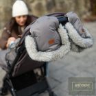 PETITE&MARS Téli szett Comfy 4in1 bundazsák + kézmelegítő kesztyű babakocsira Furry Champagne Shower