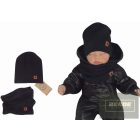 Zyzio&Zuzia -dupla, bordás pamut sapka +csősál szett -fekete