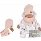 Zyzio&Zuzia -dupla, bordás pamut sapka +csősál szett -piszkos rózsaszín