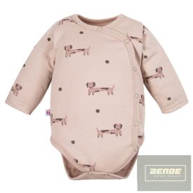   EEvi kisfiú hosszu ujjú átlapolós body Puppy Playtime -bézs