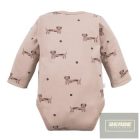 EEvi kisfiú hosszu ujjú átlapolós body Puppy Playtime -bézs