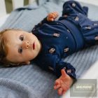 EEvi kisfiú hosszu ujjú átlapolós body Puppy Playtime -kék