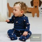 EEvi kisfiú hosszu ujjú átlapolós body Puppy Playtime -kék