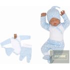Zyzio&Zuzia 3 részes babakelengye szett:body+nadrág+sapka kék csillagos