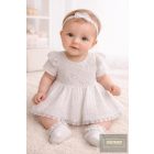 Rövid ujjú , muszlin kislány ruha ,csipkebetéttel