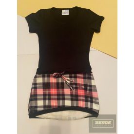   Killy nagylány rövid ujjú tunika,fekete ,rózsaszín,szürke kockás