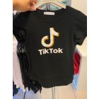 Chipi & Chips nagylány  Tik Tok póló /fekete- mustár