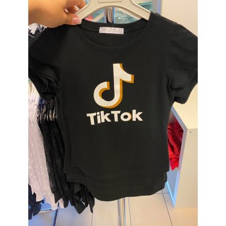 Chipi & Chips nagylány  Tik Tok póló /fekete- mustár