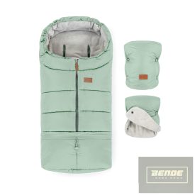   PETITE&MARS Téli szett Jibot 3in1 bundazsák + kézmelegítő kesztyű babakocsira Jasie Pale Eucalypt