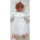 Lány  keresztelő ruha szatén+tüll,kalappal