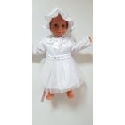 Lány  keresztelő ruha szatén+tüll,kalappal